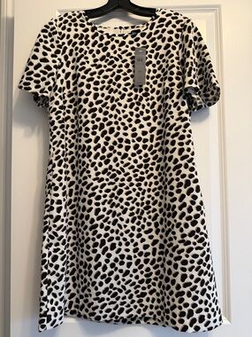 NWT Ann Taylor Leopard Animal Print Short Sleeve Shift Dress w/pockets size 8P